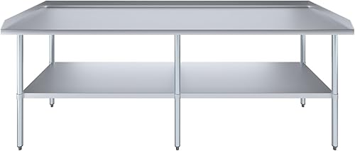 Vista 37 de AmGood Mesa de trabajo comercial con protector contra salpicaduras y salpicaduras laterales NSF