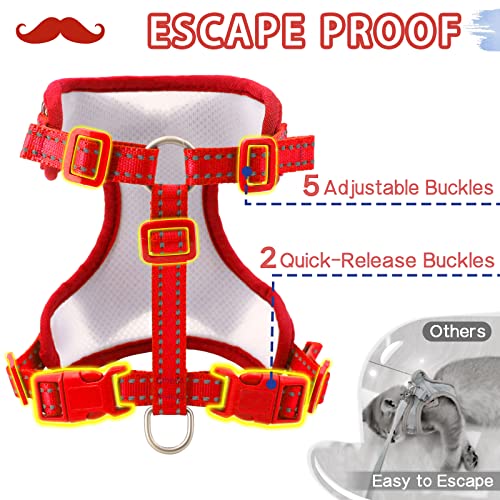 Cat Harness And Leash Set Escape Proof Kitten Harness, Soft Cat Leash And Harness With Reflective Strips, Adjustable Cat Vest Harness Stylish Breathable Pet Harness For Cats Dogs Puppies #TOP1