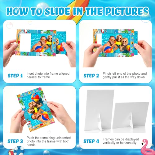 Image of AmazingSpark 50 pack Summer Beach Picture Frame Set 4x6, Tropical Cardboard Photo Frames Bulk with Easel Back, Colorful Coastal Tabletop Display for Vacation Photos, Party Decoration Home Desk Decor