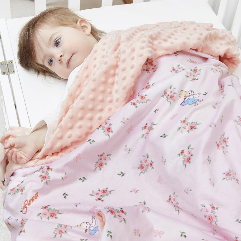 Image of QSTEHEML Baby Blankets for Girls,Super Soft Nursery Minky Blanket Unisex, Baby Gifts Double Layer with Dotted Backing,Infant Blanket for Crib Stroller(Pink Flower30*40in)