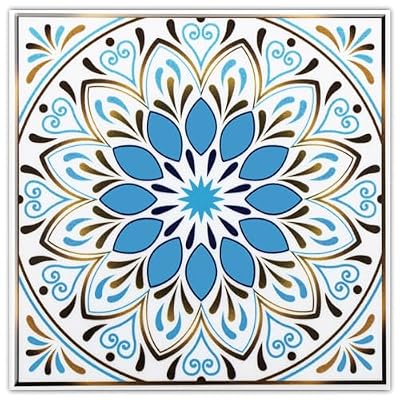 DICOFUN 32 Moroccan Tile Peel and Stick Backsplash, 6" x 6" Waterproof Mandala Stick on Wall Tiles (Style 6)