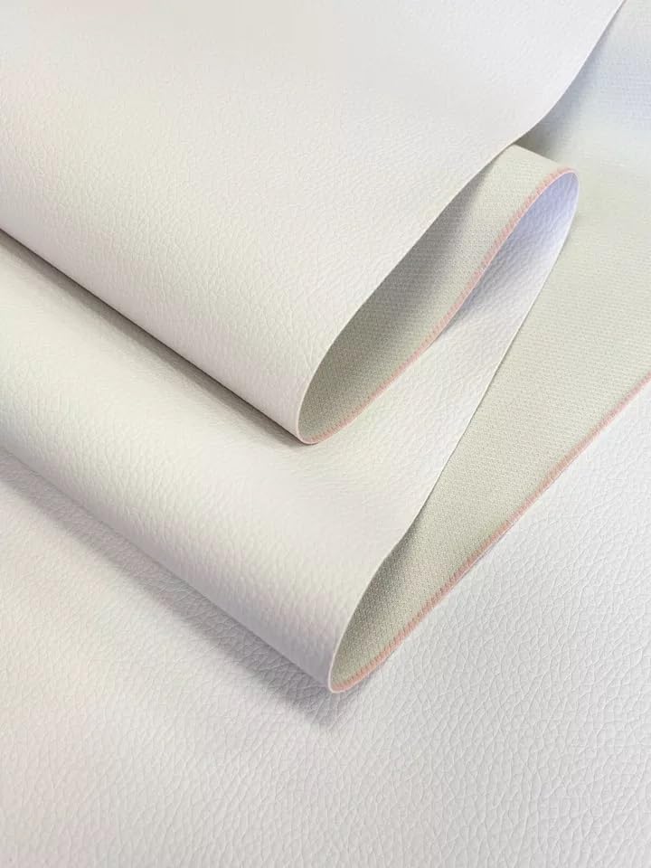 by The Yard Vinyl Fabric Faux Leather Automotive Car Upholstery 56" Wide Continuous by Yard (White)
