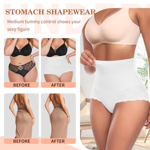 Image of Werena Tummy Control Shapewear Panties for Women High Waist Body Shaper Underwear Lace Shaping Girdle Briefs
