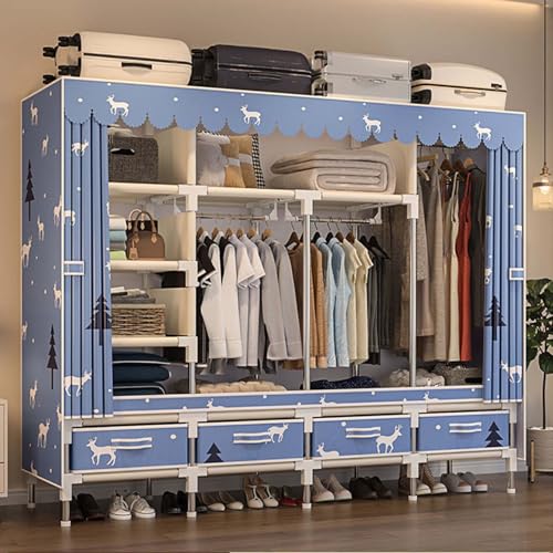 Armoire en tissu avec housse non tissé et tringle à vêtements robuste B