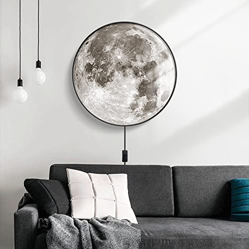 Image of Modern Moon Wall Sconce Lighting, Dimmable Nightlight with Remote Control, Plug in Wall Lamp, Decorative Moon Light for Nursery Bedroom Living Room (19.6 inch)