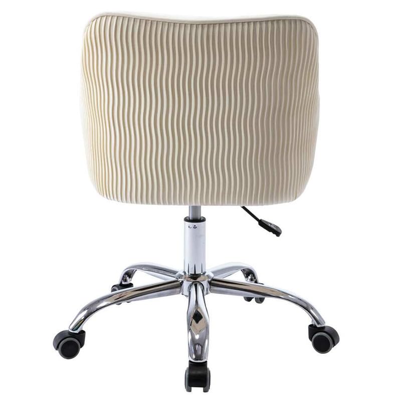 Image of Velvet Office Chair for Home & Office | 360 Swivel Ergonomic Study Armchair | 1-Seater Revolving Computer Desk Chair | Sofa Chair for Adults & Students | White 17 inch Inche Height