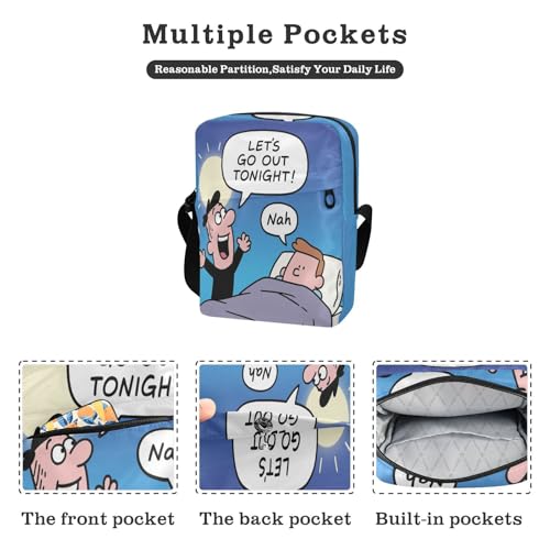 messenger bag shoulder bag men Womens Cross Body Purse Bags Adjustable Strap for Shopping Shopping- Lazy Night2