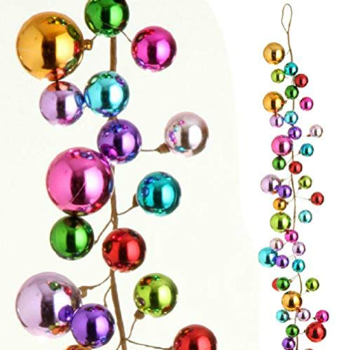 Multicolored Ornament Ball Garland, 4 Feet - Thumbnail 2