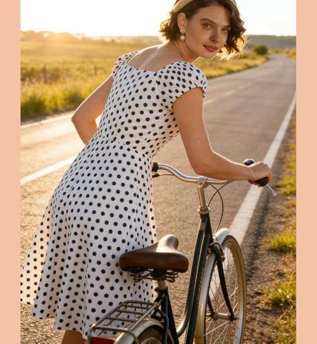 Image of YARN & INK Retro Swing Dresses for Women 1950s Vintage Rockabilly Clothes Pinup Clothing Cocktail Party Dress