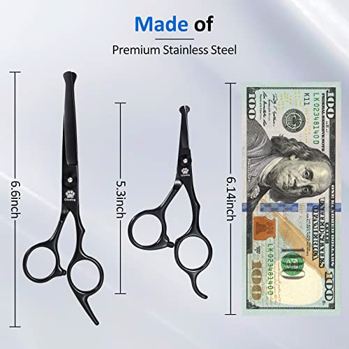 Image of Dog Grooming Scissors Kit with Safety Round Tips, GLADOG Professional 5 in 1 Grooming Scissors for Dogs