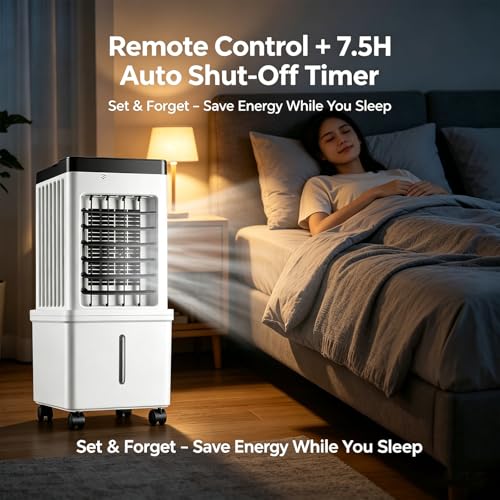 Image of Portable Air Conditioners, Portable Evaporative Swamp Cooler, Swamp Cooler Air Conditioner，Ultra Quiet <25dB for Bedroom, 3 Speeds, Remote Control - Personal AC Unit for Home Office, Living Room