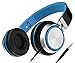 Headphones, Honstek Foldable and Lightweight On-Ear headphone, Stereo Wired Comfortable Headset for iPhone iPad Android Cellphones Computer Tablets MP3/MP4 (Black/Blue)