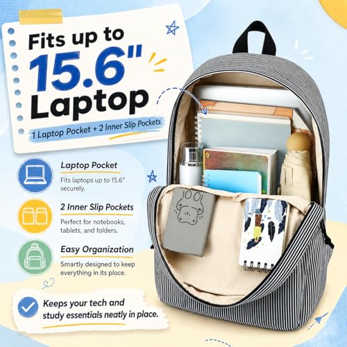 Image of BTOOP School Backpack for Teens Large Corduroy Bookbag Lightweight 15.6 inch Laptop Bag for Girls Women Casual High School College