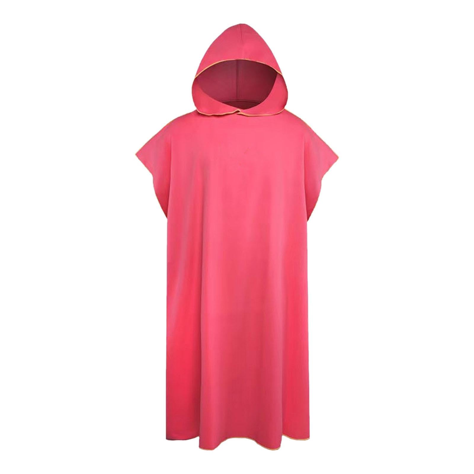 Poncho da Microfibra, Accappatoio con Cappuccio, Mare con Cappuccio, da Piscina, Rosso