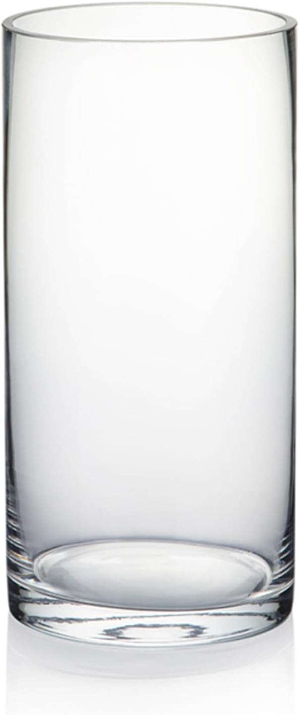 WGV Cylinder Vase, 4" W x 8" H, Floral Container, Glass Centerpiece for Wedding Party Event, Home Office Decor, Clear, 1 Piece
