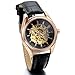 Produktbild JewelryWe Herren Automatik Armbanduhr, Business Casual Skelett Automatisch Mechanisch Uhr Automatikuhr mit Leder Armband, Schwarz Rose Gold
