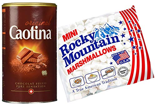 Caotina original pure sensation Schokoladengenuß, Swiss Premium Chocolate Drink - 500gr + Rocky Mountain Marshmallows Minis 150g