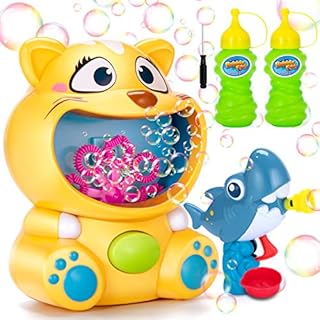 Ucradle Bubble Machine, Portable Automatic Bubble Blower Machine For Toddlers, Durable Bubble Maker Machine, With 236ml Bubble Solution and Shark Bubble Gun For Parties Wedding