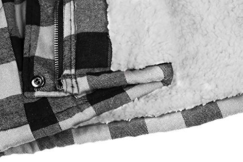 Imily Bela Womens Buffalo Hooded Plaid Corduroy Vest Flannel Winter Casual Coat Cardigan Black - Thumbnail 7