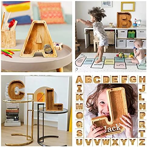 Alcancía de madera personalizada para niños y niñas, caja de dinero de madera, caja de dinero de madera, caja de dinero grabada con texto, alcancía