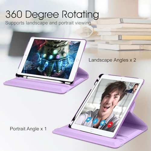 Image of Fintie Rotating Case for iPad 9th Generation (2021) / 8th Generation (2020) / 7th Gen (2019) 10.2 Inch - 360 Degree Rotating Stand Cover with Pencil Holder, Auto Wake Sleep, Glittering Purple