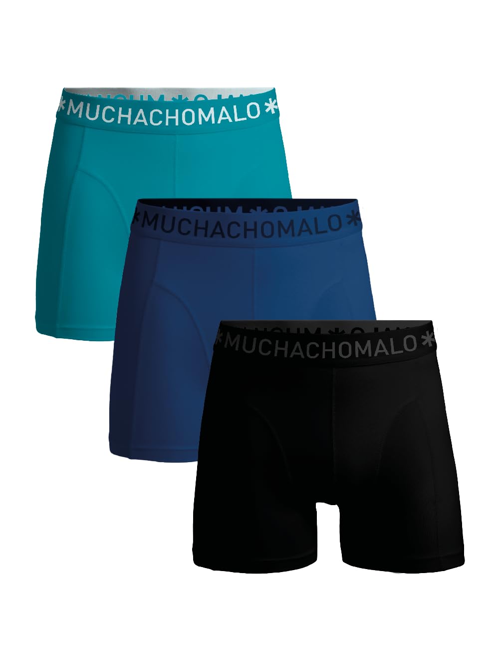 Muchachomalo Uomo Boxer 3-Pack, Tinta Unita, Cotone, Fascia Elastica