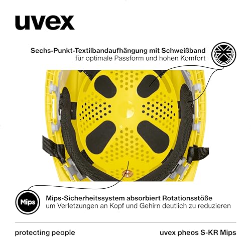 uvex pheos S-KR MIPS Industrial Helmet with MIPS Technology, Stepless Width Adjustment and Climazone Ventilation - Image 3