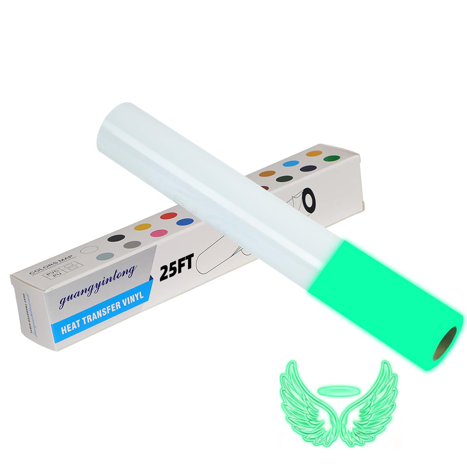 guangyintong Glow in The Dark Heat Transfer Vinyl Green 12" x 25ft