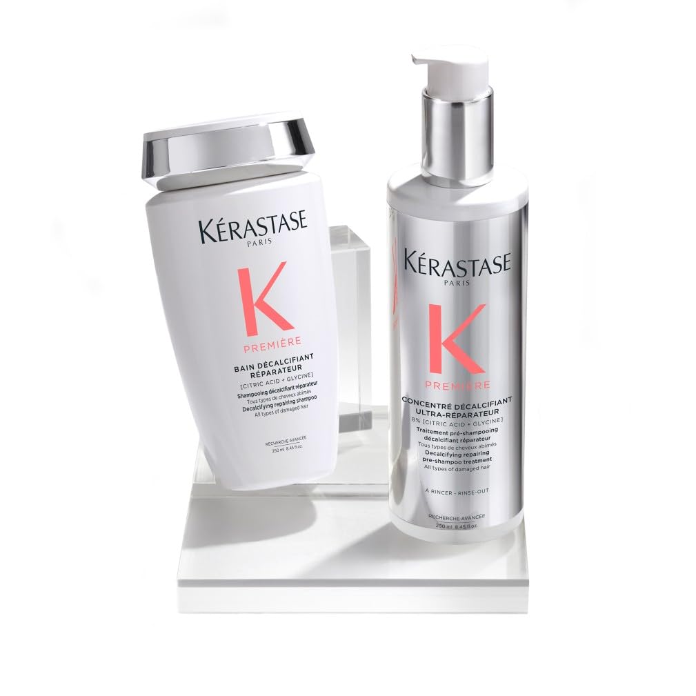 Kérastase, Première, Pflegeroutine mit Pre-Shampoo und Shampoo für geschädigtes Haar, Reparierend und kalziumreduzierend, Concentré Décalcifiant Ultra-Réparateur & Bain Décalcifiant Rénovateur
