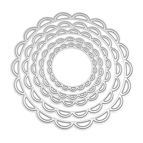 U-horizon 5pcs Círculo de la Flor Corte Troqueles de Metal Cutting Dies Dies Corte Plantillas Estarcir para Tarjeta, Papel Decoración, Álbum DIY Scrapbook, Regalo (Cercle Flowers)