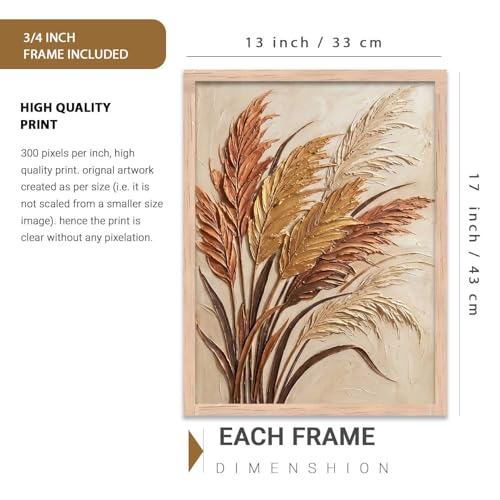 Image of kotart Abstract Floral Art WALL Framed Painting | Big Aesthetic Flowers leaves WALL Framed Paintings for Living Room Bedroom Wall Decor (13x17 inch)
