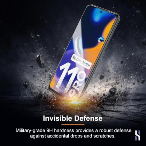 Image of Tempered Glass for Redmi Note 11 Pro | 11 Pro Plus | 10 Pro | 10 Pro Max | Mi 11X | Mi 11X Pro | Poco X4 Pro (6.67 Inch) Military Grade 9H Screen Guard, Anti-Scratch, Shatterproof, Full Coverage - Black Border