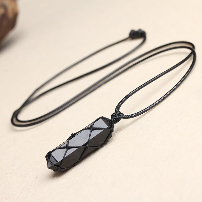 Miniatura 3 de Sofiacreations Black Obsidian Necklace, Natural Obsidian Pendant Necklace, Healing Protection Balance Strength Necklace Jewelry, Handmade Adjustable
