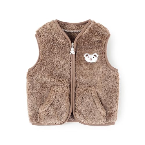 Baby Boys Girls Fleece Vest Zip Up Cute Bear Jackets Fuzzy Fall Winter Warm Clothes Newborn Outwear for Toddler Infant