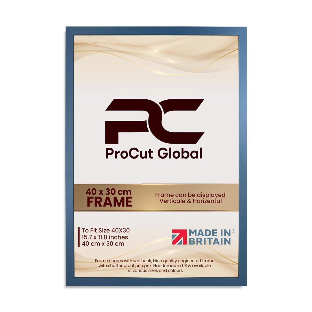 Procut Global 40X30CM Navy Blue Picture Frames – Sleek Wooden Photo Frame with Shatterproof Perspex for Wall or Tabletop – Perfect for Posters, Certificates, Prints–Multiple Sizes & Colors Available