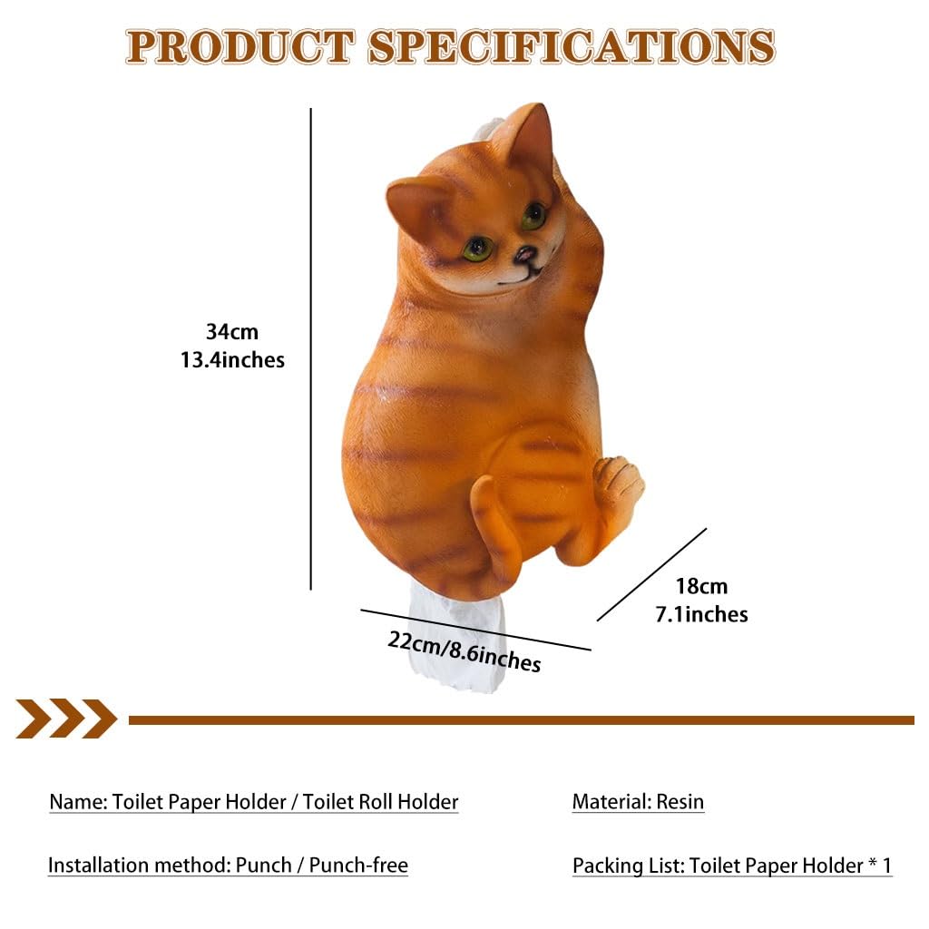Simpatico Portarotolo per Gatti Arancione, Portarotolo Carta Igienica Velina dei Cartoni Animati, Decorazione Murale per La Simulazione della Cucina, Pugno/Non Pugno