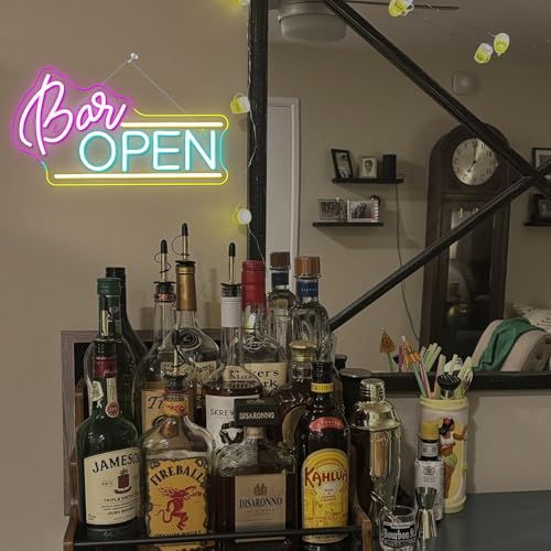 Image of WX&YH Bar Open Neon Sign Led Sign for Wall Open Home Bar Decor Open Bar Neon Lights Signs for Business Window Pub Cafe Man Cave Club Restaurant Open Sign Decor Gifts to Club Party