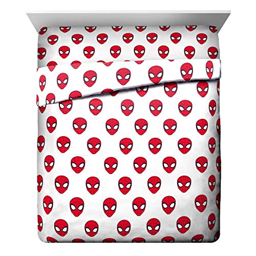 Image of Marvel Spiderman Queen Comforter Set 5 Piece Kids Bedding for Boys, Blue | Bed in a Bag, Comforter Sheets Pillowcases, Official Product, Soft Microfiber, Machine Washable, Easy Care, Boys Gift
