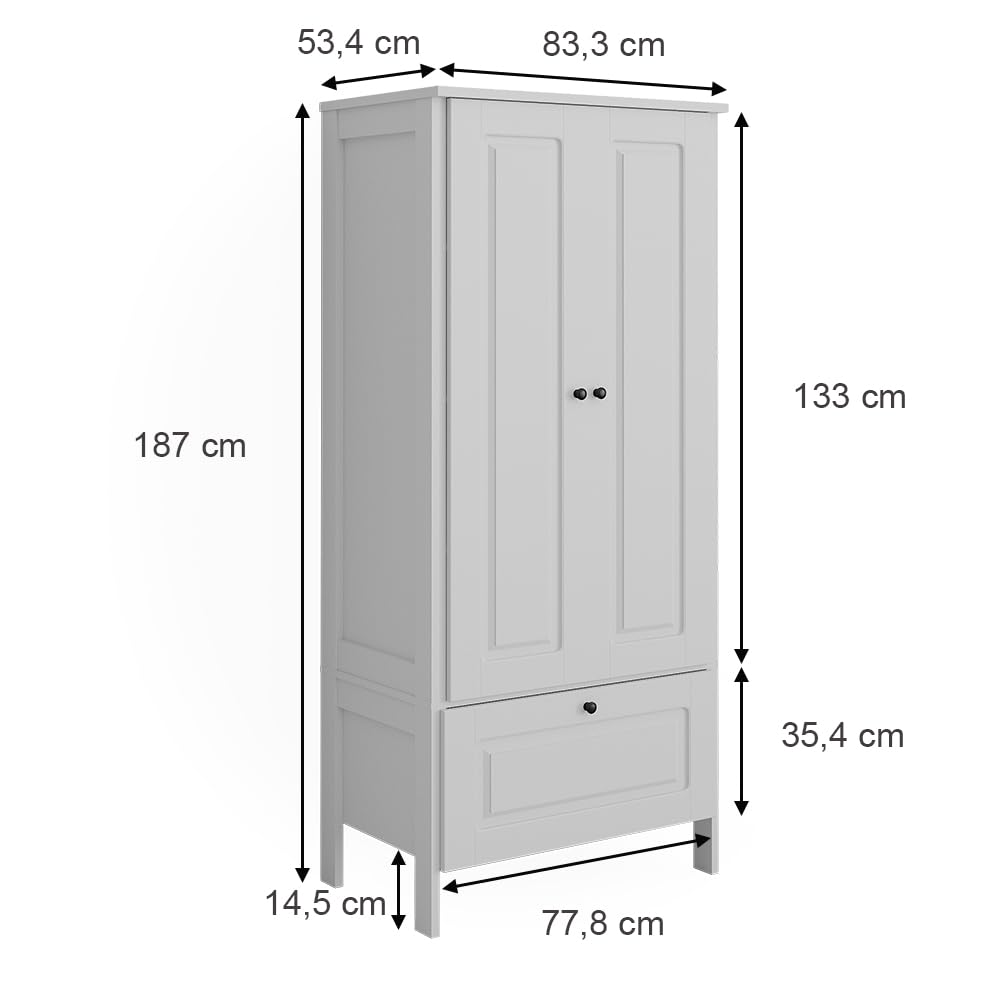 VitaliSpa Guardaroba per bambini Ajaton Bianco 83.3 x 187 cm