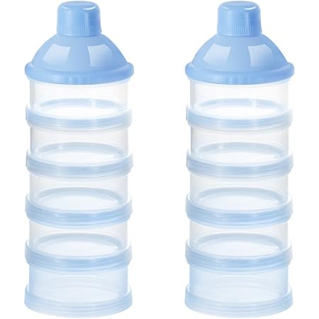 Accmor Baby Milk Powder Formula Dispenser, Non-Spill Smart Stackable Baby Feeding Travel Storage Container, BPA Free, 5 Compartments, 2 Pack