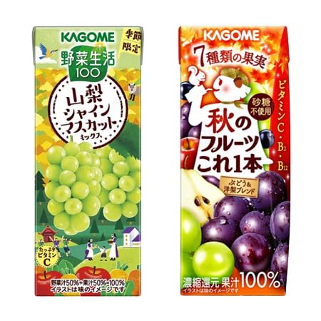 カゴメ 野菜生活100 山梨シャインマスカットミックス195ml 秋のフルーツこれ一本 発酵白ぶどう＆洋梨ブレンド 200ml アソートセット 48本（24本×各1ケース）野菜ジュースのサムネイル