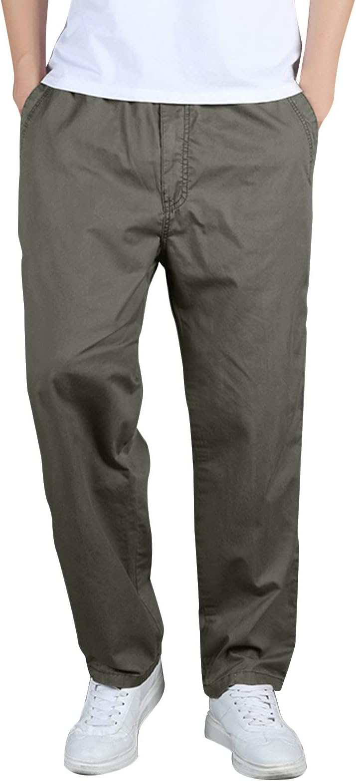 GenericMen's Cotton Sweatpants Open Bottom Athletic Pants Running Training Jogging Gym Workout Trousers with Pockets