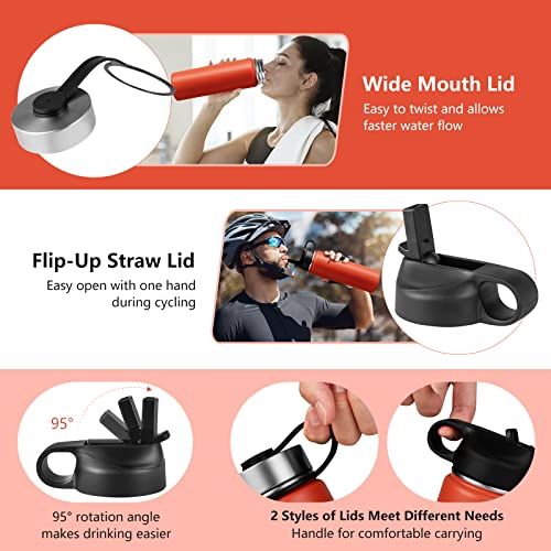 Safstar 22Oz Stainless Steel Water Bottle, Double Wall Vacuum Insulated Water Flask Sport Water Bottle W/Lid & Flip-Up Straw, Keep 24 Hrs Cold & 12 Hrs Hot, Bpa-Free Thermal Mug Thermoses (Orange) #TOP6