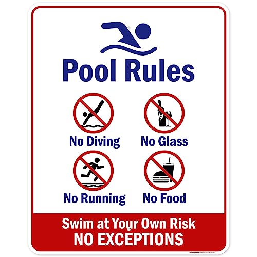 Señal de piscina Swim at Your Own Risk 24x30 pulgadas miniatura 1
