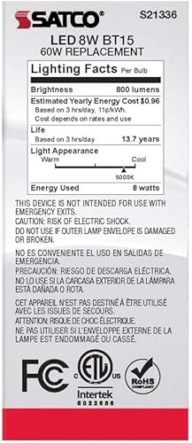 Miniatura 6 de Satco 6Pk 8w BT15 LED 5000K base mediana regulable - 60w equiv