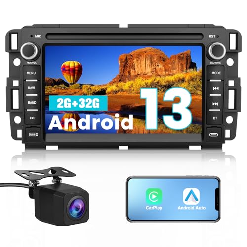AWESAFE Car Stereo Radio for Chevrolet Silverado Tahoe GMC Sierra Yukon 2007-2013, Android 13 Touchscreen with CarPlay Android Auto Bluetooth GPS AM FM, 2GB RAM+ 32GB ROM with Camera