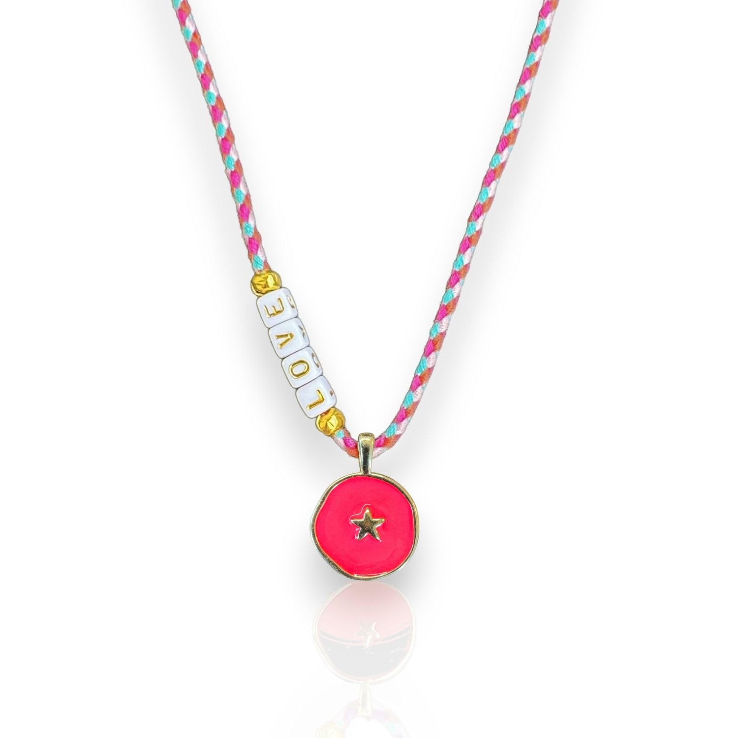 happymaker - Boho Schmuck Damen, Kette mit Anhänger und Buchstaben • Love • handmade und größenverstellbar, Surferkette für Frauen und Mädchen, Sommer Schmuck