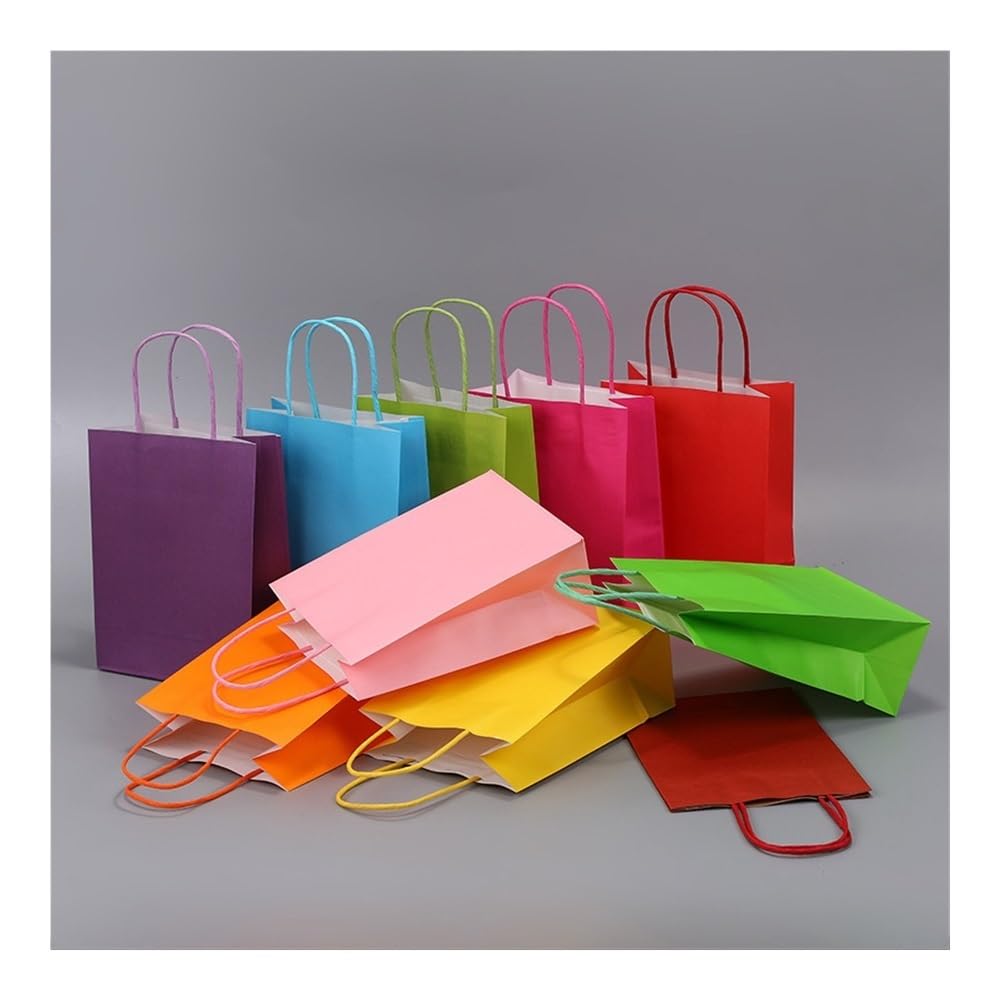 UYFRD Bunte Papiertüten, Geschenktüten für Urlaub, Party, Schmuck, Einkaufstaschen, Weihnachten, Valentinstag, Hochzeitsgeschenke (weiß, 25 Stück, 21 x 11 x 27 cm)