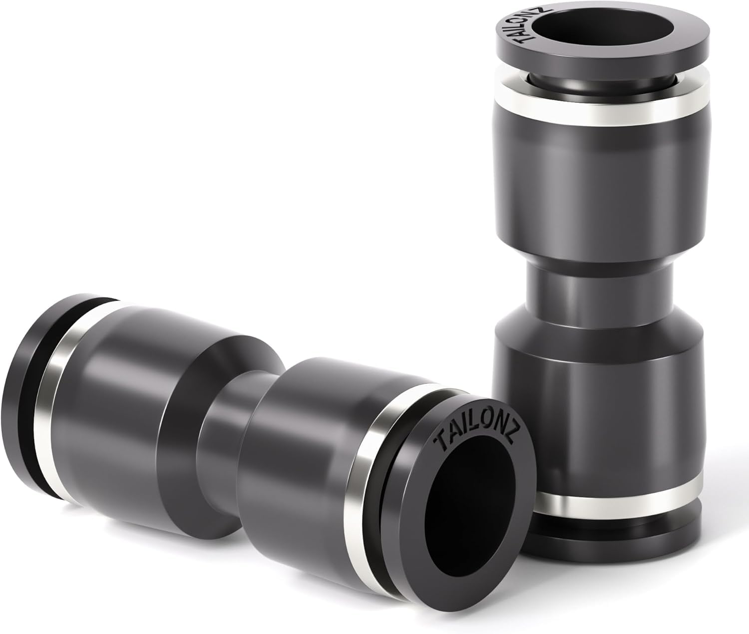 TAILONZ PNEUMATIC Black Straight 2 Ways - 9MM Tube OD Push to Connect Tube Quick Fittings Push Lock PU-9 (Pack of 10)
