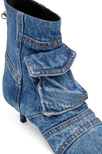 Jeans Boots For Women Short Ankle Denim Booties Fall Boots Womens Pointed Toe Boots With Zipper High Stiletto Heel Blue4